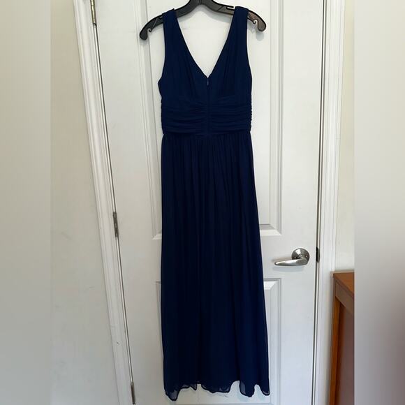 Donna Morgan Women’s sz 4 Julie Twist-Waist Silk Chiffon Gown Midnight Navy - Picture 7 of 10